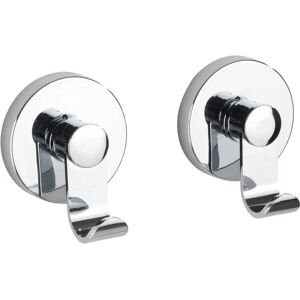 WENKO Irun Vacuum-Loc Wall Hook Set - 2 Silver Hooks - No Drilling WENKO Irun Vacuum-Loc Wall Hook Set - 2 Silver Hooks - No Drilling
