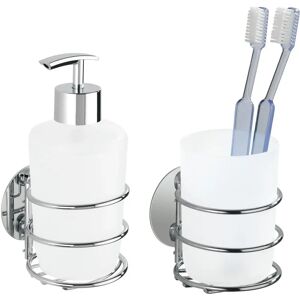 Ensemble de salle de bain en acier inoxydable Wenko - Distributeur de savon mural, Porte-brosse à dents - Publicité Ensemble de salle de bain en acier inoxydable Wenko - Distributeur de savon mural, Porte-brosse à dents - Publicité