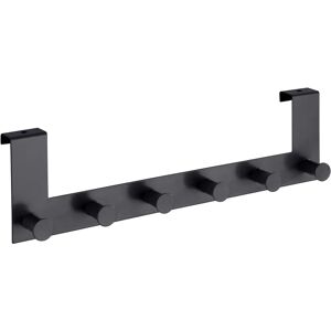 WENKO Celano Wall Hook Rack - Black, 6 Hooks, Fits Doors up to 2cm WENKO Celano Wall Hook Rack - Black, 6 Hooks, Fits Doors up to 2cm