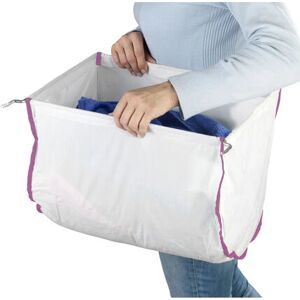 WENKO Laundry Basket - Large White Rectangular Cotton Metal Polyester WENKO Laundry Basket - Large White Rectangular Cotton Metal Polyester