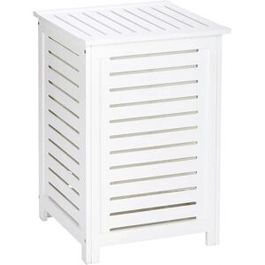 WENKO Wooden Laundry Basket Oslo - 56L, White, Rustic Nordic Design WENKO Wooden Laundry Basket Oslo - 56L, White, Rustic Nordic Design