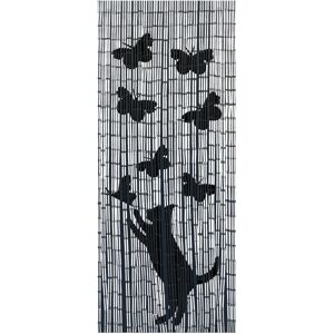 Rideau de porte en bambou WENKO avec chat et papillon - Noir - 90x200cm - Publicité Rideau de porte en bambou WENKO avec chat et papillon - Noir - 90x200cm - Publicité