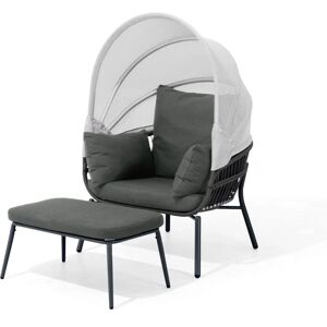 Leco Gartensessel mit Fußhocker - 102x93x152cm - anthrazit - Stahl / Kunststoff / Polyethylen - Gartenmöbel Leco Gartensessel mit Fußhocker - 102x93x152cm - anthrazit - Stahl / Kunststoff / Polyethylen - Gartenmöbel