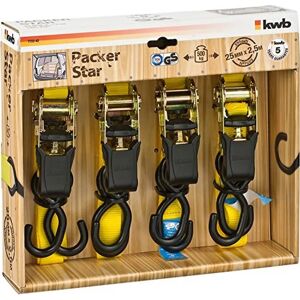 KWB 772242 Tie Down Strap Set - Polyester, 2.5m x 25mm, Max 500 daN KWB 772242 Tie Down Strap Set - Polyester, 2.5m x 25mm, Max 500 daN