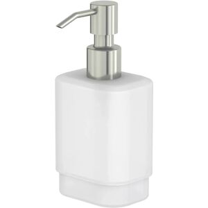 Lenz SOULUTION Zeepdispenser - Glas, Wit/Zilver, 7.8x8.43x16.3cm Lenz SOULUTION Zeepdispenser - Glas, Wit/Zilver, 7.8x8.43x16.3cm