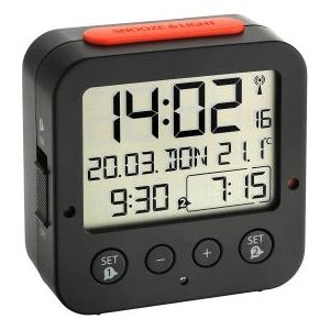 Dostmann TFA 60.2528.01 Alarm Clock - Radio-Controlled, Digital, Zwart Dostmann TFA 60.2528.01 Alarm Clock - Radio-Controlled, Digital, Zwart