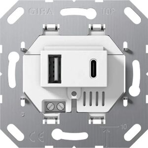 Gira USB Zasilacz - 2 Porty, Biały - Typ A i C Gira USB Zasilacz - 2 Porty, Biały - Typ A i C