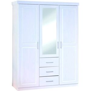 Inter Link Weißer Holzkleiderschrank mit Spiegel - 140x55x190cm Inter Link Weißer Holzkleiderschrank mit Spiegel - 140x55x190cm