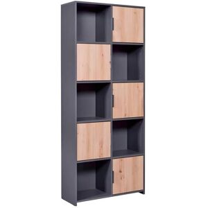 Inter Link PEPETO Bibliothèque - Chêne gris 5 portes 77x30x185cm - Publicité Inter Link PEPETO Bibliothèque - Chêne gris 5 portes 77x30x185cm - Publicité