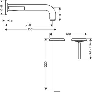 Hansgrohe Axor Citterio Wandkraan - Keramische joystick 5 l/min Hansgrohe Axor Citterio Wandkraan - Keramische joystick 5 l/min