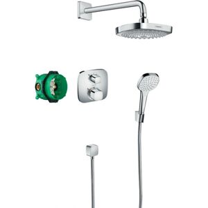 Système de douche Hansgrohe Croma Select E Chrome - Sécurité & Jets Ajustables - Publicité Système de douche Hansgrohe Croma Select E Chrome - Sécurité & Jets Ajustables - Publicité