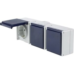 Schwabe Wall Outlet 3-Gang IP54 Gray Steel Blue - Power Outlet Schwabe Wall Outlet 3-Gang IP54 Gray Steel Blue - Power Outlet