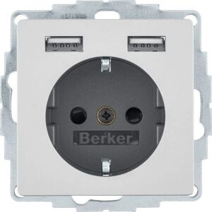Berker 48036084 Aluminium USB Schuko Steckdose - Steckdose Berker 48036084 Aluminium USB Schuko Steckdose - Steckdose