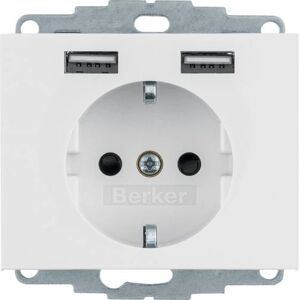 Berker 48037009 Enchufe - USB y Schuko, Blanco Berker 48037009 Enchufe - USB y Schuko, Blanco