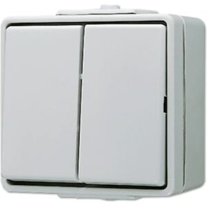 Jung 605 W Switch - 2-pol, IP44, Dubbla, Ytmontering Jung 605 W Switch - 2-pol, IP44, Dubbla, Ytmontering