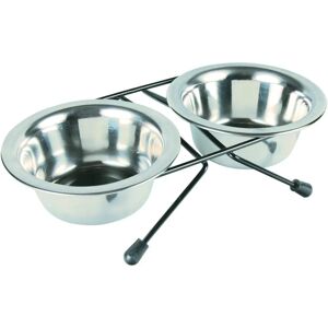 Trixie Black Stainless Steel Pet Dish - Double, 0.75L, Ø15cm Trixie Black Stainless Steel Pet Dish - Double, 0.75L, Ø15cm