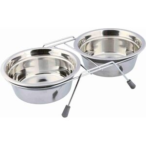 Trixie Dog Stainless Steel Double Feeder - 2×0.9L Trixie Dog Stainless Steel Double Feeder - 2×0.9L
