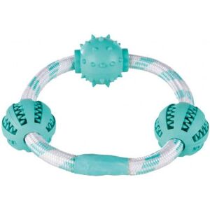 Trixie Dog Toy - Denta Fun Rope Ring with Balls - 20cm Trixie Dog Toy - Denta Fun Rope Ring with Balls - 20cm