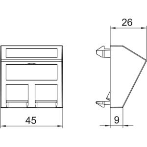 OBO Bettermann Modular-Jack weiß glänzend IP20, Staubschutz, Beschriftungsfeld OBO Bettermann Modular-Jack weiß glänzend IP20, Staubschutz, Beschriftungsfeld