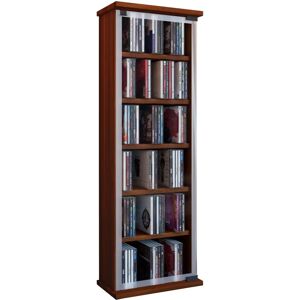 Étagère VCM - Classique Noyer pour CD/DVD avec Porte en Verre - Publicité Étagère VCM - Classique Noyer pour CD/DVD avec Porte en Verre - Publicité