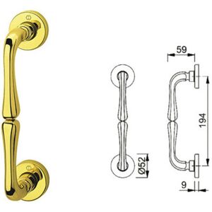 SALONE SRL M439/42 Tirador de latón pulido - Tirador de puerta SALONE SRL M439/42 Tirador de latón pulido - Tirador de puerta