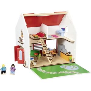 Goki 51458 Holzpuppenhaus - 54-teilig mit Möbeln & Figuren Goki 51458 Holzpuppenhaus - 54-teilig mit Möbeln & Figuren