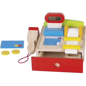 Goki Houten Kassa - Realistisch Spel met Scanner, Calculater en Papierrol Goki Houten Kassa - Realistisch Spel met Scanner, Calculater en Papierrol