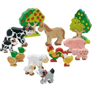 Ensemble d’Animaux de la Ferme en Bois - 14 Pièces - Publicité Ensemble d’Animaux de la Ferme en Bois - 14 Pièces - Publicité