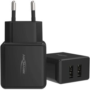 Ansmann HC212 USB Oplader - Zwart - 2 USB-poorten - 12W - Universeel type Ansmann HC212 USB Oplader - Zwart - 2 USB-poorten - 12W - Universeel type