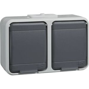 Elso 445409 - Enchufe de Superficie 2 Vías IP44 - Gris Basalto Ligero Elso 445409 - Enchufe de Superficie 2 Vías IP44 - Gris Basalto Ligero