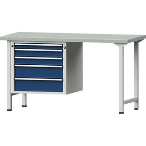 Banco de trabajo modular ANKE - Tabla de acero, 5 cajones, azul RAL 5010 Banco de trabajo modular ANKE - Tabla de acero, 5 cajones, azul RAL 5010