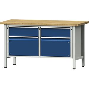 Banco de trabajo ANKE - Haya, Azul, Estructura modular de acero Banco de trabajo ANKE - Haya, Azul, Estructura modular de acero