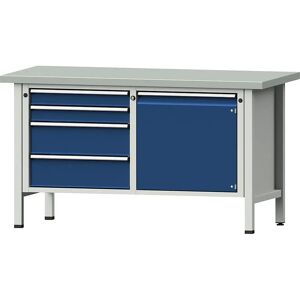 Banco de taller modular ANKE - Acero, 4 cajones, puerta 540mm - Azul Banco de taller modular ANKE - Acero, 4 cajones, puerta 540mm - Azul