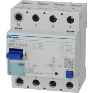 Disjoncteur différentiel Doepke DFS4 016-4/0,03-B NK - 4 pôles, 400V, 16A - Publicité Disjoncteur différentiel Doepke DFS4 016-4/0,03-B NK - 4 pôles, 400V, 16A - Publicité