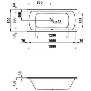 BAÑERA empotrada Laufen pro 180x80cm - Bañera BAÑERA empotrada Laufen pro 180x80cm - Bañera
