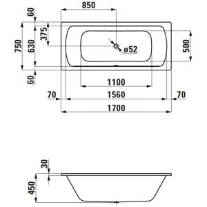 Cadă încorporată din oțel inoxidabil LAUFEN H2269500000401 - Baie Cadă încorporată din oțel inoxidabil LAUFEN H2269500000401 - Baie
