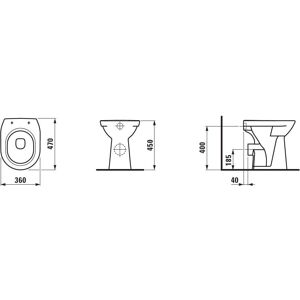 Laufen Wit Pro WC - Horizontale Uitgang - 360x470x450mm Laufen Wit Pro WC - Horizontale Uitgang - 360x470x450mm