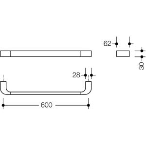 HEWI System 800 beugel - 60 cm chroom wandmontage HEWI System 800 beugel - 60 cm chroom wandmontage