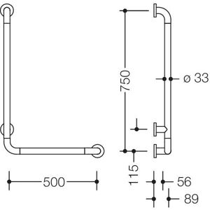 HEWI Barra de apoyo en ángulo 801, 750mm, arena - Support Bar HEWI Barra de apoyo en ángulo 801, 750mm, arena - Support Bar
