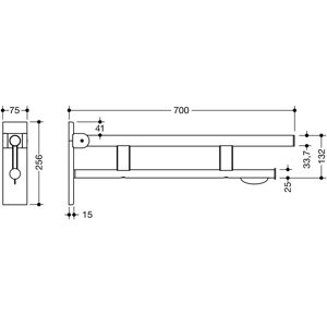 Hewi System 900 Stützklappgriff - Toilettenstütze, 700mm, Edelstahl matt Hewi System 900 Stützklappgriff - Toilettenstütze, 700mm, Edelstahl matt