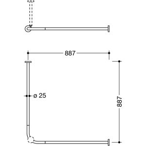 Hewi System 900 Douchegordijnstok - Roestvrij staal, 887mm Hewi System 900 Douchegordijnstok - Roestvrij staal, 887mm