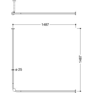 Hewi Edelstahl 900 Duschvorhangstange - Verstellbar 300 mm Hewi Edelstahl 900 Duschvorhangstange - Verstellbar 300 mm