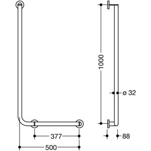Hewi System 900 Winkelgriff Edelstahl matt rechts - Haltegriff Hewi System 900 Winkelgriff Edelstahl matt rechts - Haltegriff