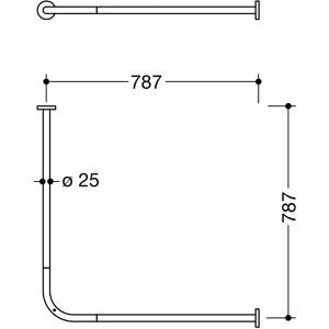 Hewi System 900 Vorhangstange Dunkelweiß - Edelstahl, 25mm, 70mm Rosetten Hewi System 900 Vorhangstange Dunkelweiß - Edelstahl, 25mm, 70mm Rosetten