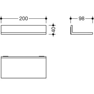 Hewi System 900 Q Ablage - Wandmontage, Chrom, 200x40x98mm - Ablage Hewi System 900 Q Ablage - Wandmontage, Chrom, 200x40x98mm - Ablage
