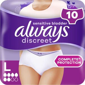 Always Discreet Sensitive Bladder Incontinence Pants - Large Pack of 10 Always Discreet Sensitive Bladder Incontinence Pants - Large Pack of 10