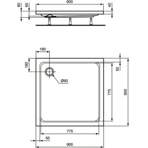 Ideal Standard K276701 Rechteckige Brausewanne - Duschwanne Ideal Standard K276701 Rechteckige Brausewanne - Duschwanne