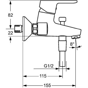 Hansa Hansaprimo Badewannen- und Duschmischer - Handbrause, Sicherheit, 155mm Hansa Hansaprimo Badewannen- und Duschmischer - Handbrause, Sicherheit, 155mm