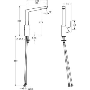 Robinet de cuisine Hansa Hansatwist - commande latérale - projection 193 mm - Publicité Robinet de cuisine Hansa Hansatwist - commande latérale - projection 193 mm - Publicité