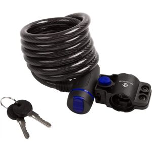 M-wave Spiraal Kabelslot - 1800mm, zwart, clip ondersteuning M-wave Spiraal Kabelslot - 1800mm, zwart, clip ondersteuning